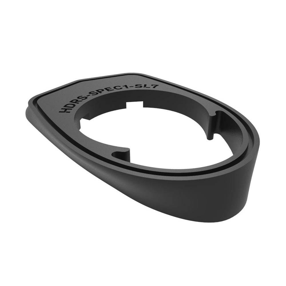 Deda Alanera RS DCR headset spacer adapters for integrated handlebars on bikes, showing black metal components with branding details.