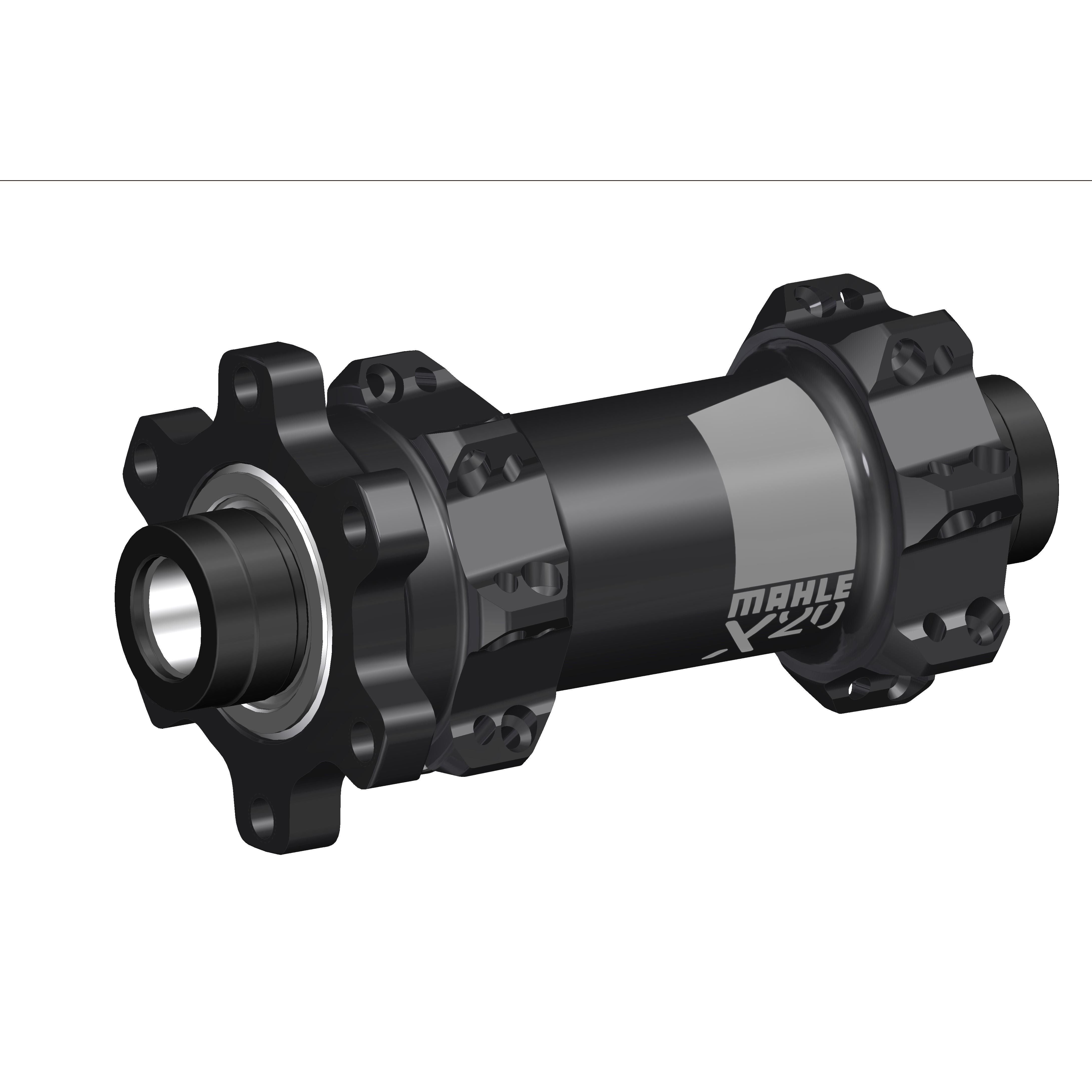 MAHLE X20 front hub for e-bike, durable components designed for performance, featuring a sleek black finish and precision engineering.
