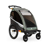 Burley D'Lite X single bike trailer and stroller with adjustable suspension, shown with its sturdy frame and safety features.