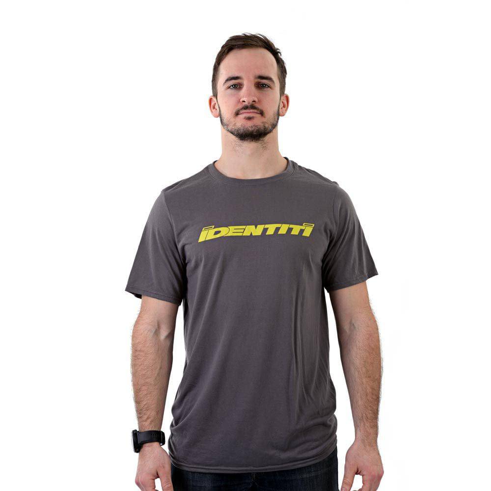 Identiti riding jersey featuring breathable fabric, moisture-wicking material, athletic fit, with logo design on the front.