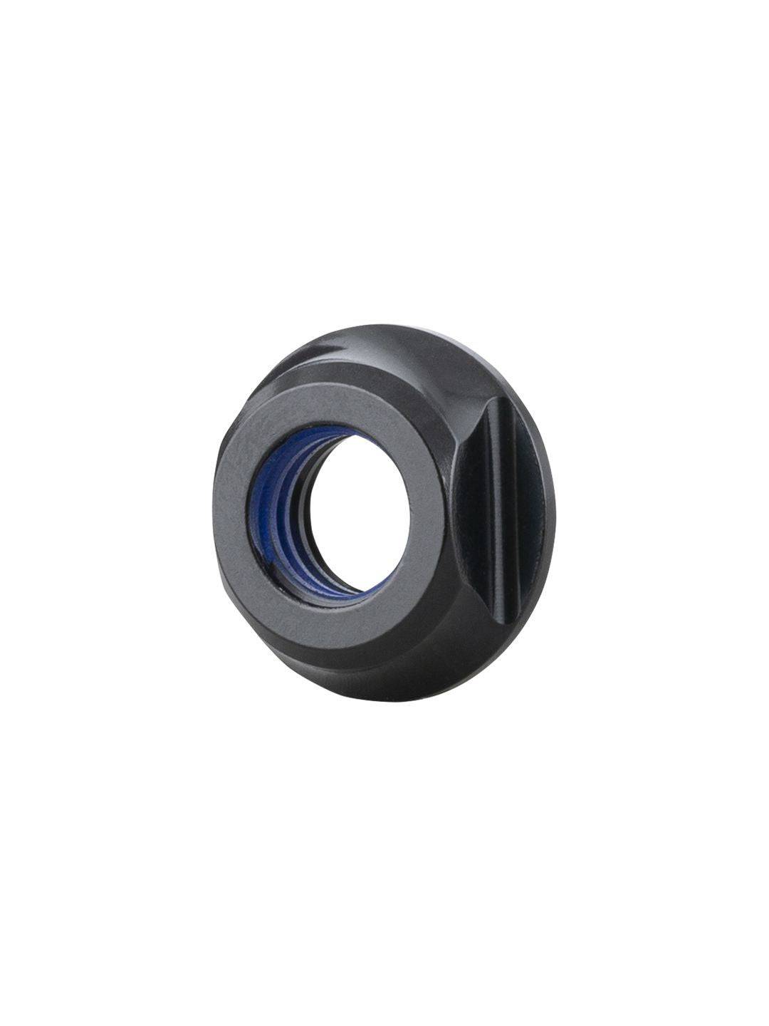 Trek M8 shock mount nut, durable replacement component for Trek bike suspension, shown in a close-up image.