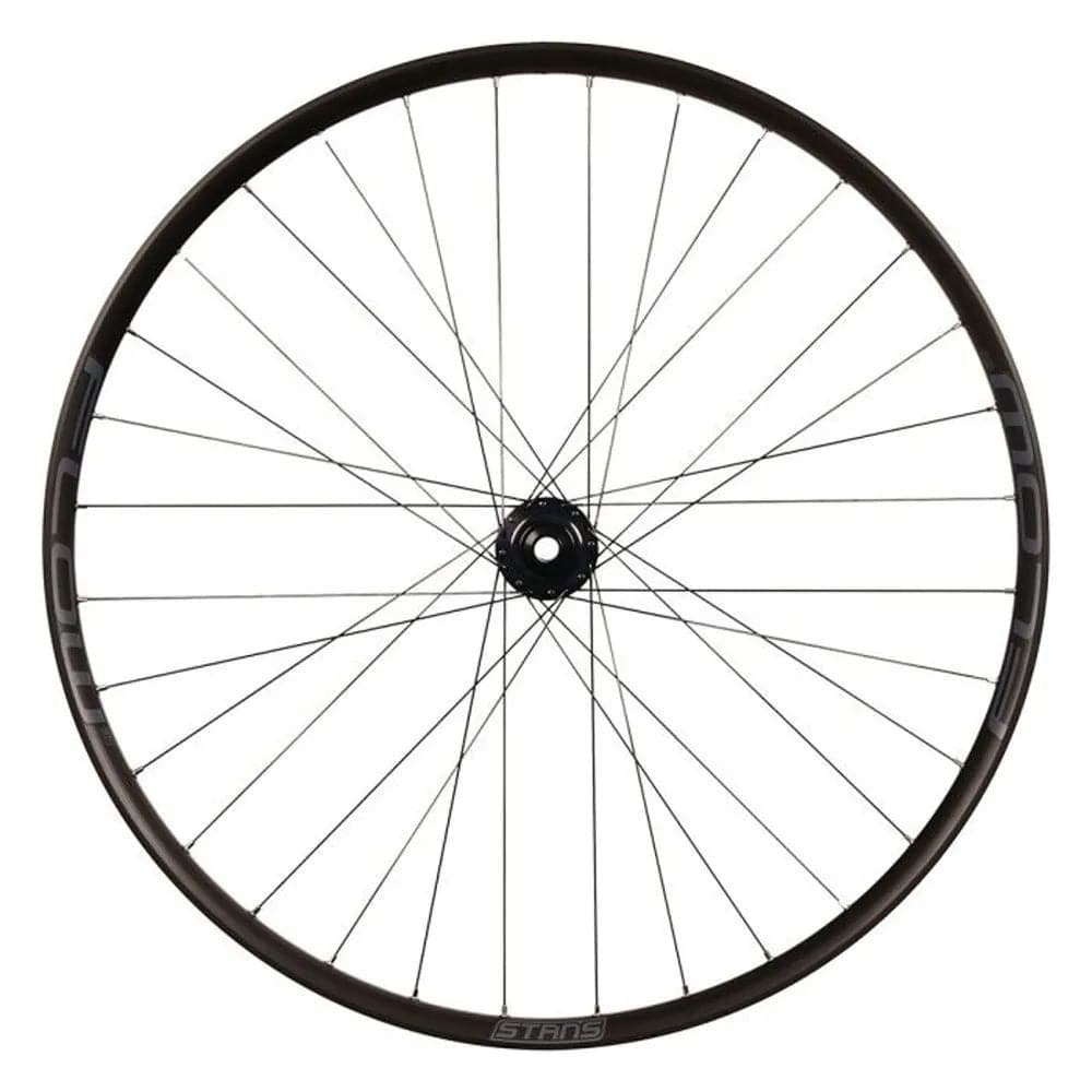 Stan's NoTubes Flow S2 27.5-inch MTB front wheel with tubeless-ready 6-bolt disc brake compatibility and 15x110mm thru-axle