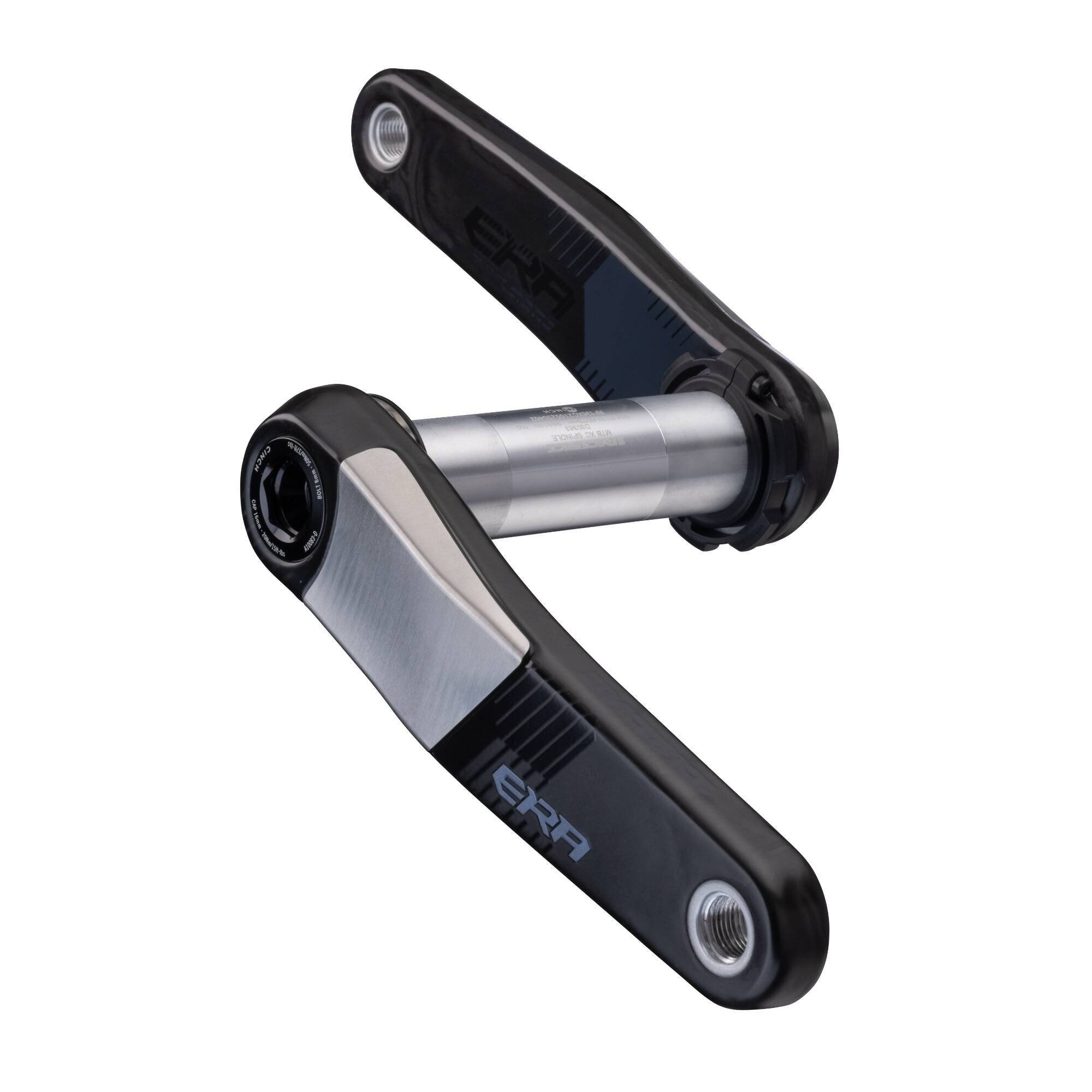 Race Face Era 136mm MTB crank arms, durable and stiff mountain bike components, shown in black with a textured finish.