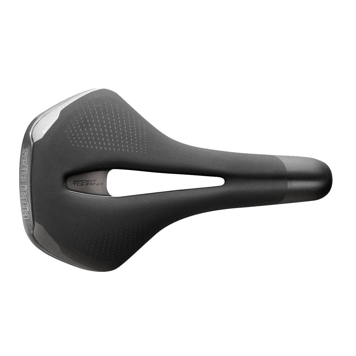 Selle Italia ST5 Flow commuter saddle with Hi-Viz inserts for comfort and safety, shown on a bicycle seat.