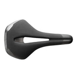 Selle Italia ST5 Flow commuter saddle with Hi-Viz inserts for comfort and safety, shown on a bicycle seat.