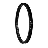 Black Gusset Components dog bike rims with 36 and 48 spokes, designed for dirt and street bikes, showcasing durable wheel components.