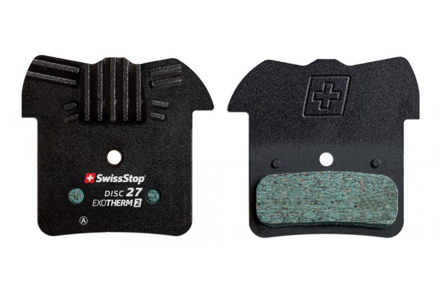 SwissStop Disc 27 brake pads for Shimano MTB ZEE ZE M8020, black Exotherm 2 components designed for mountain biking.