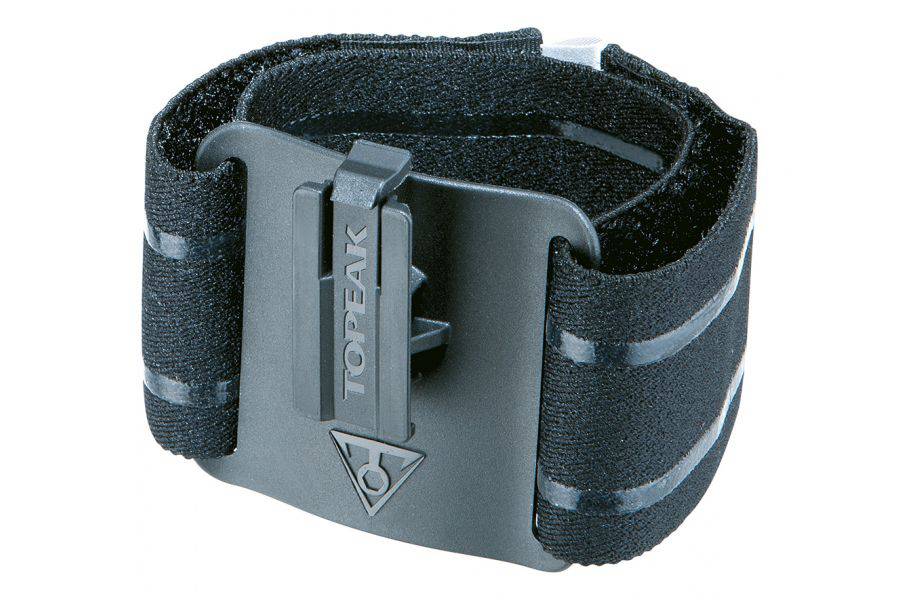 Topeak Ridecase armband with 3M reflective strip for smartphone dry bags, black, outdoor cycling accessory.