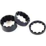 M Part Splined Alloy Headset Spacers 1 inch, 5 / 10 / 15 mm Black, Pack of 3 | Swinnerton Cycles