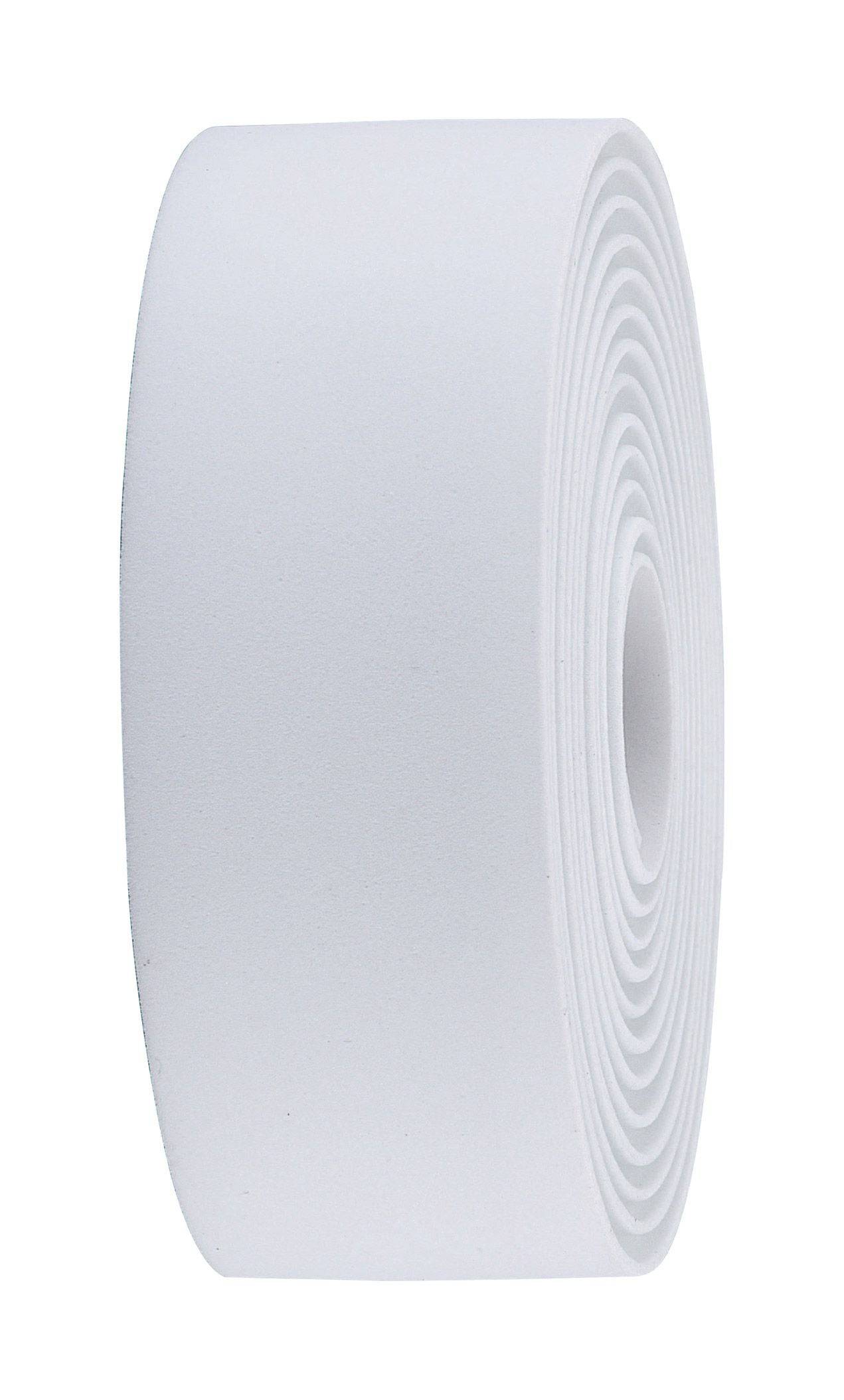 BBB Raceribbon bar tape with finishing tape and plugs, providing a durable racing grip for bicycle handlebars.