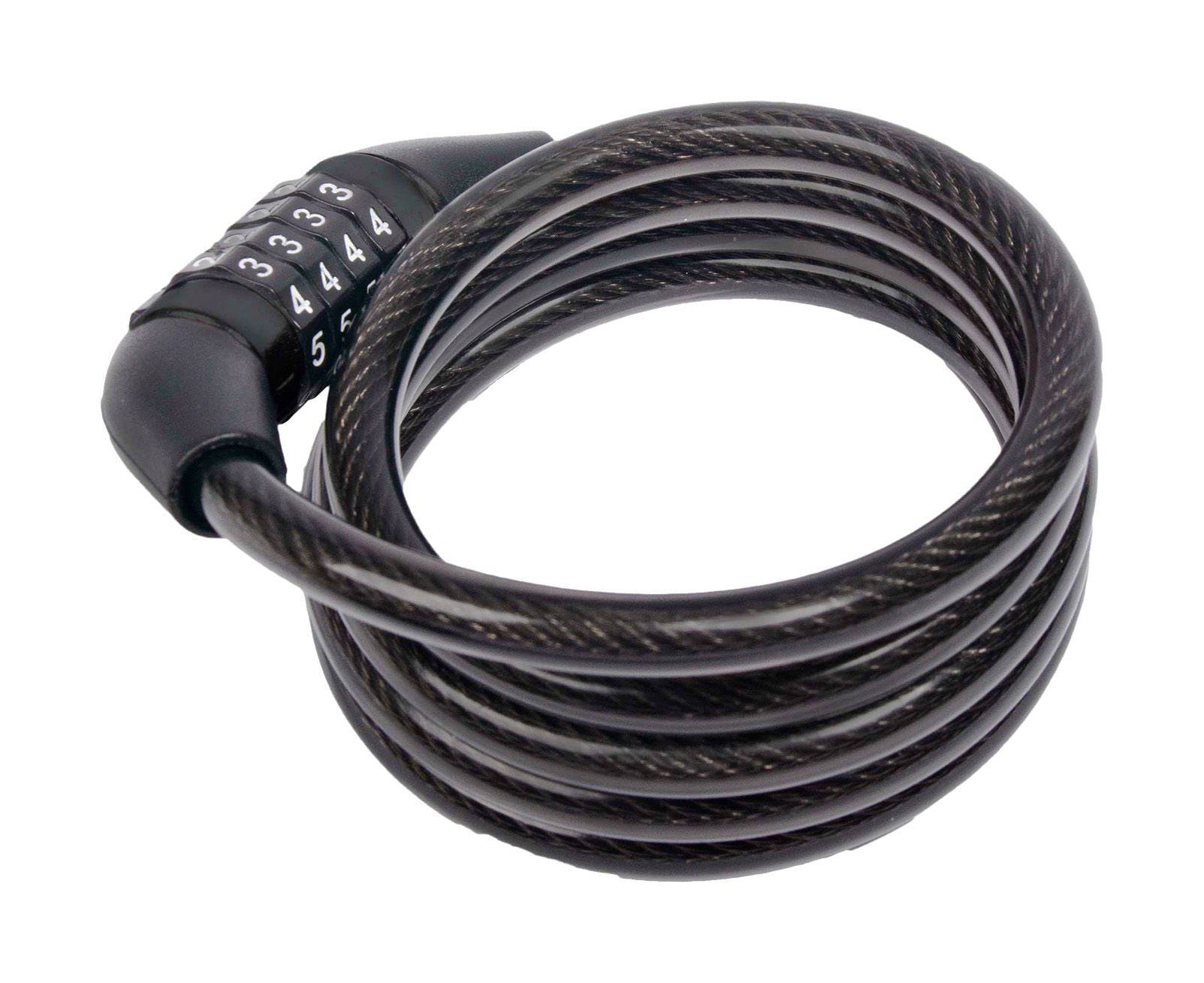 BBB BBL-66 coiled bike security lock with 4-digit combination, 8x1200mm cable for bicycle protection and theft prevention.