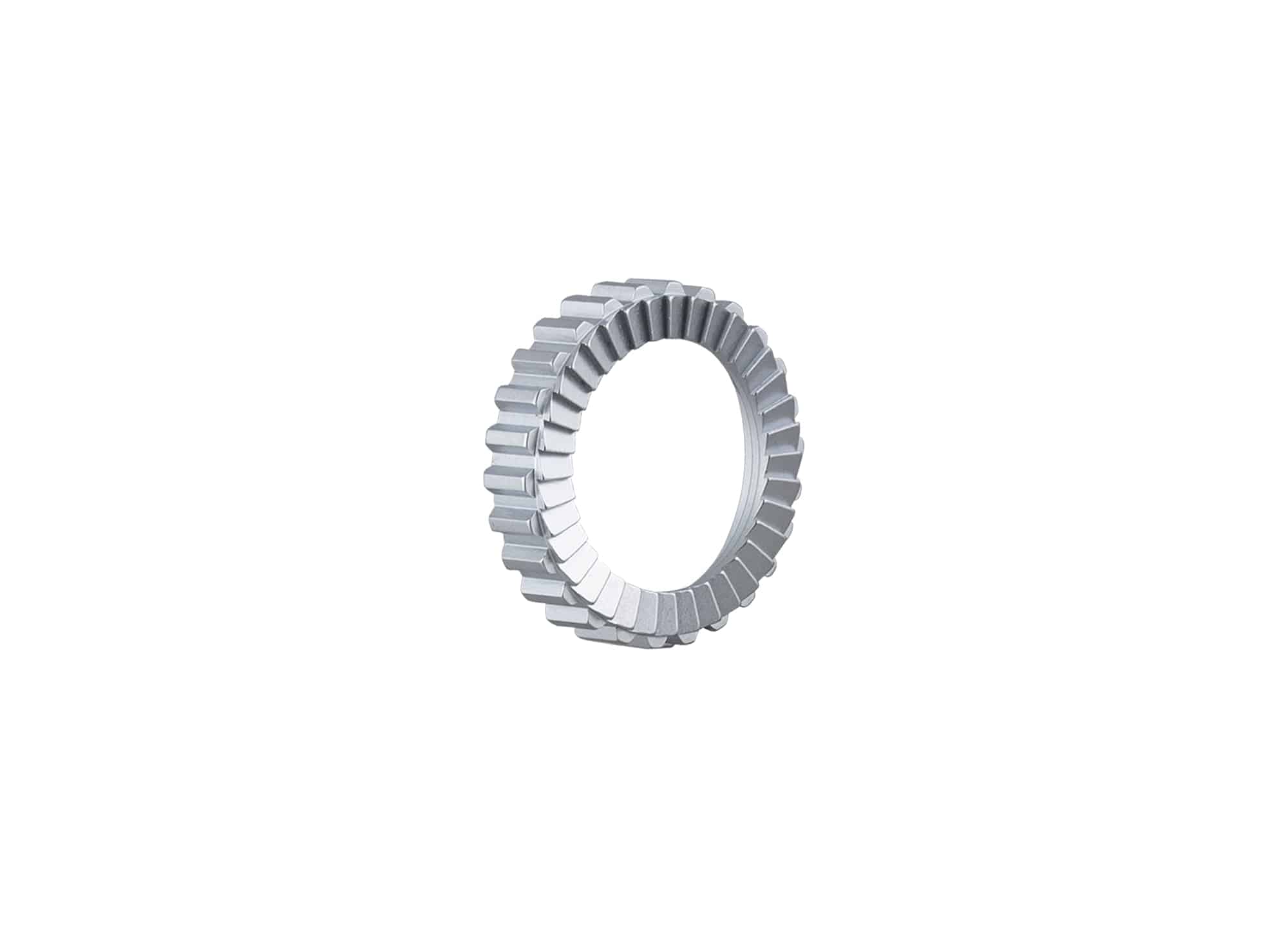 Bontrager Ratchet EXP 36-Tooth Silver Rear Hub with 142mm OLD, showing the metal ratchet mechanism and hub body.