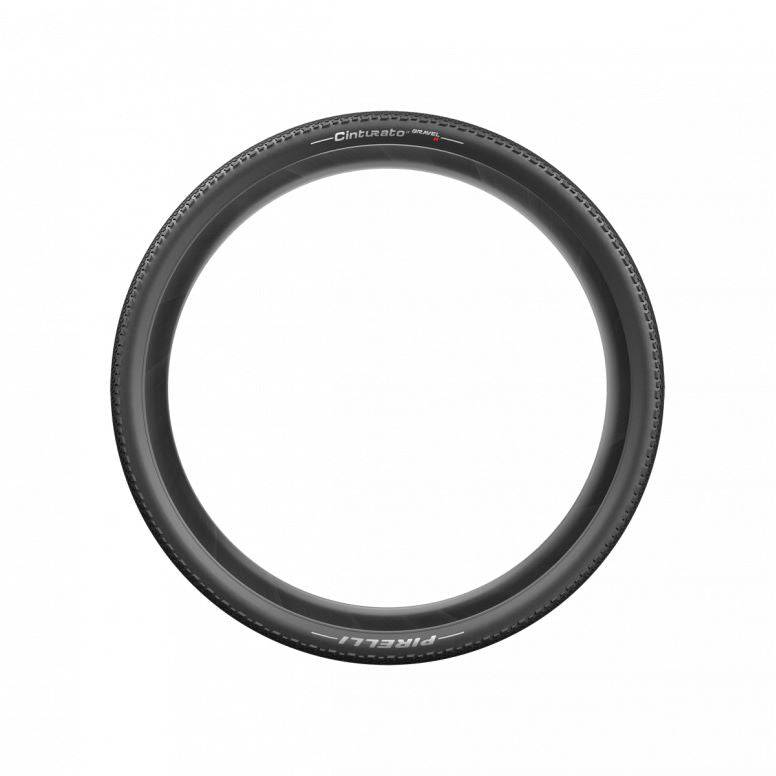 Pirelli Cinturato Gravel H tubeless ready tyre with SpeedGRIP compound for hard gravel terrain, showing tread pattern and sidewall design.