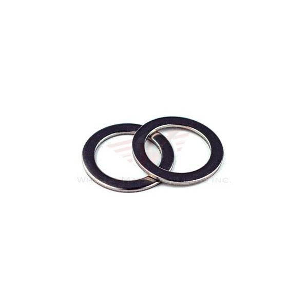 Set of 10 Wheels Manufacturing stainless steel pedal washers for carbon cranksets, durable components for bike maintenance.
