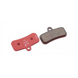 Jagwire Sport semi-metallic disc brake pads for Shimano and RideRever MTB bikes, showing the brake pad components.