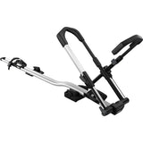 Thule 599 UpRide locking upright bike carrier for 20-29" wheels, made of aluminum with integrated lock security feature.
