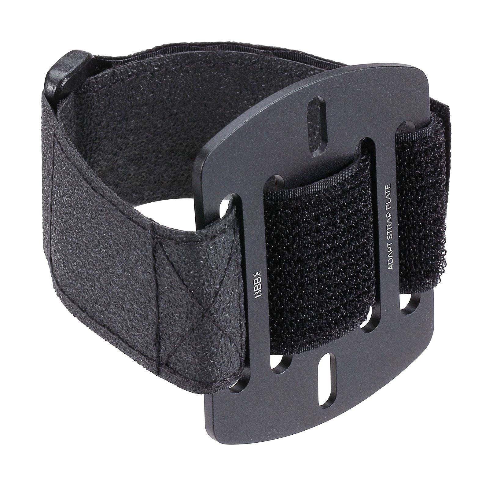 BBB BBC-112 StrapPlate mounting bracket for AdaptRail and bottle cage mounts, showing the sturdy metal construction.