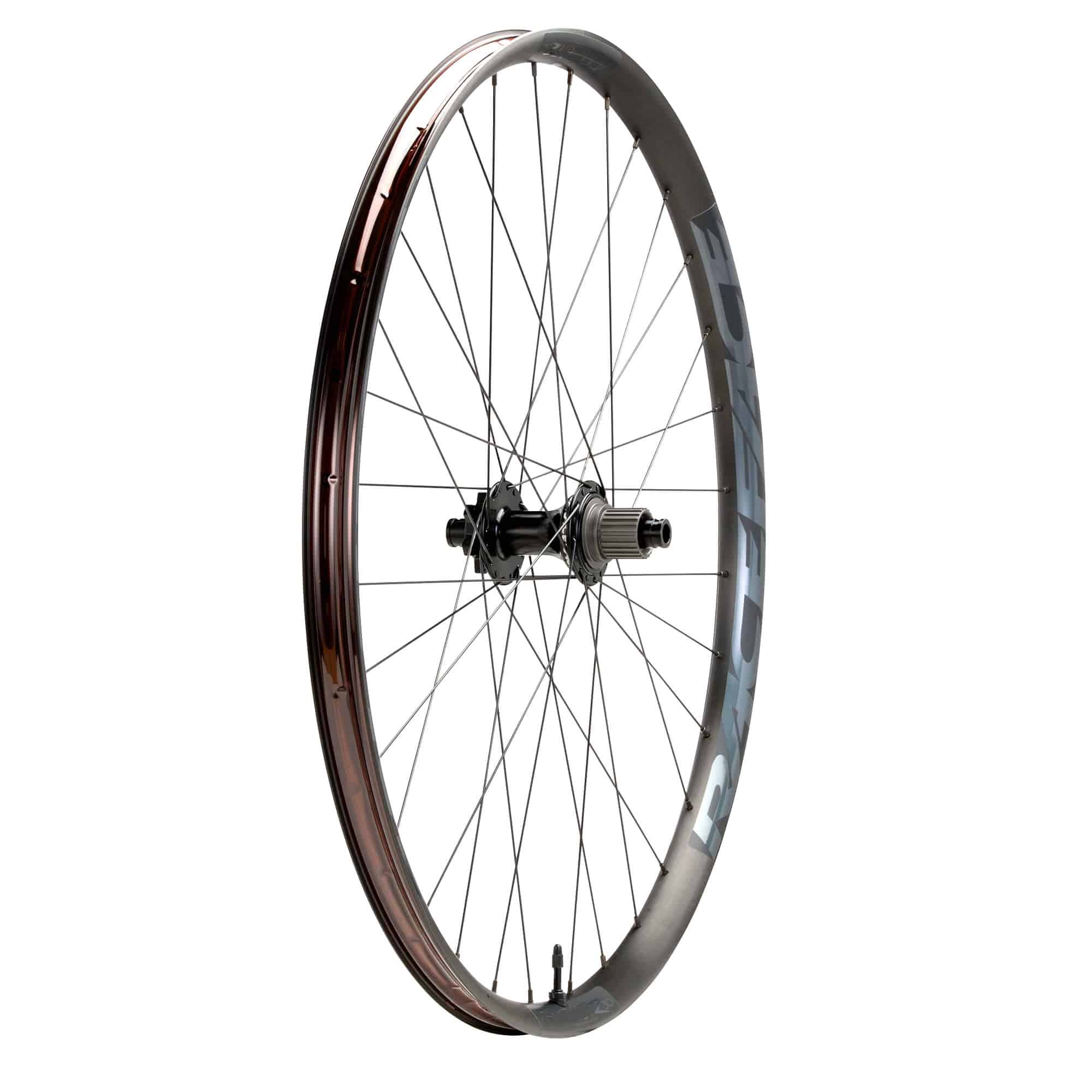 Race Face Affect R E-MTB rear wheel with 30mm tubeless-ready rim for 27.5 or 29-inch mountain bikes, showing the wheel and rim details.