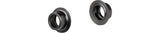 Black Bontrager Rhythm 15mm axle end caps for 100/110mm OLD front and rear bike hubs, component replacement parts.