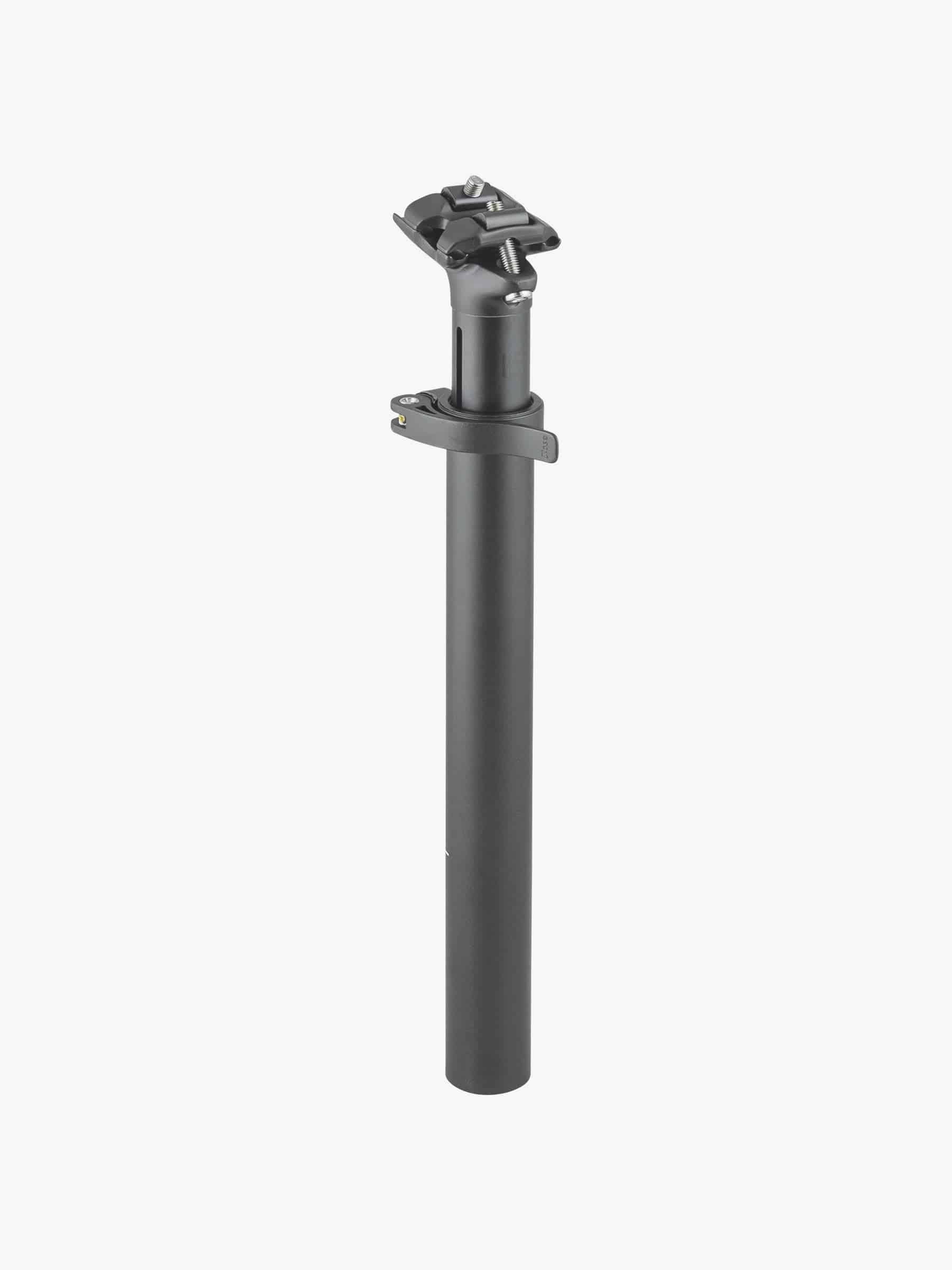 Bontrager telescoping bike seatpost, 34.9mm diameter, 300mm length, black with 10mm offset, component for bicycle saddle support