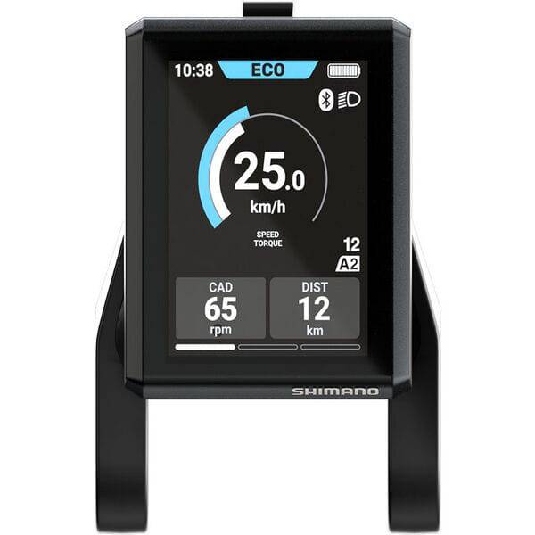 Shimano STEPS SC-EN610 wireless cycle computer display for Shimano e-bike systems, showing digital screen with cycling data.
