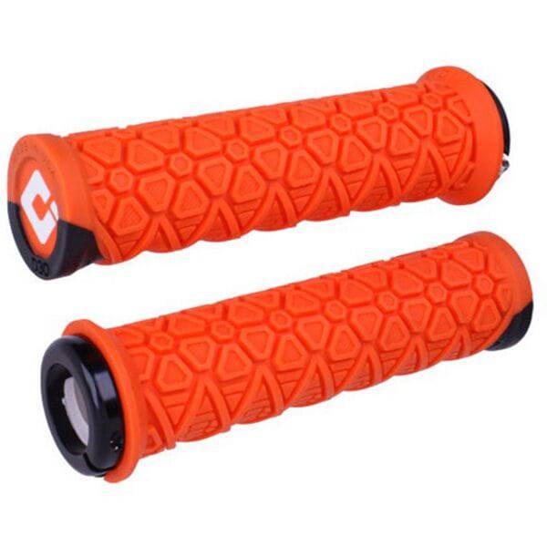 ODI Vanquish MTB lock-on grips with D3O® GRIP™ technology for mountain bikes, featuring ergonomic design and secure attachment.