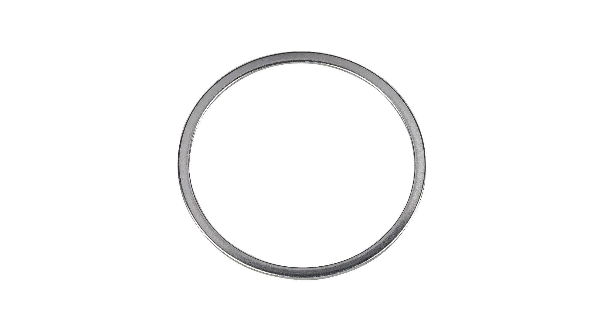 Silver Bontrager Centrelock rotor spacer, 1mm thickness, used as disc brake hub component, shown with precise detail.