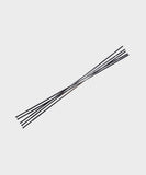 Easton 5-pack black CX-Ray straight pull bicycle wheel spokes, close-up of sleek metal components for bike wheel building.