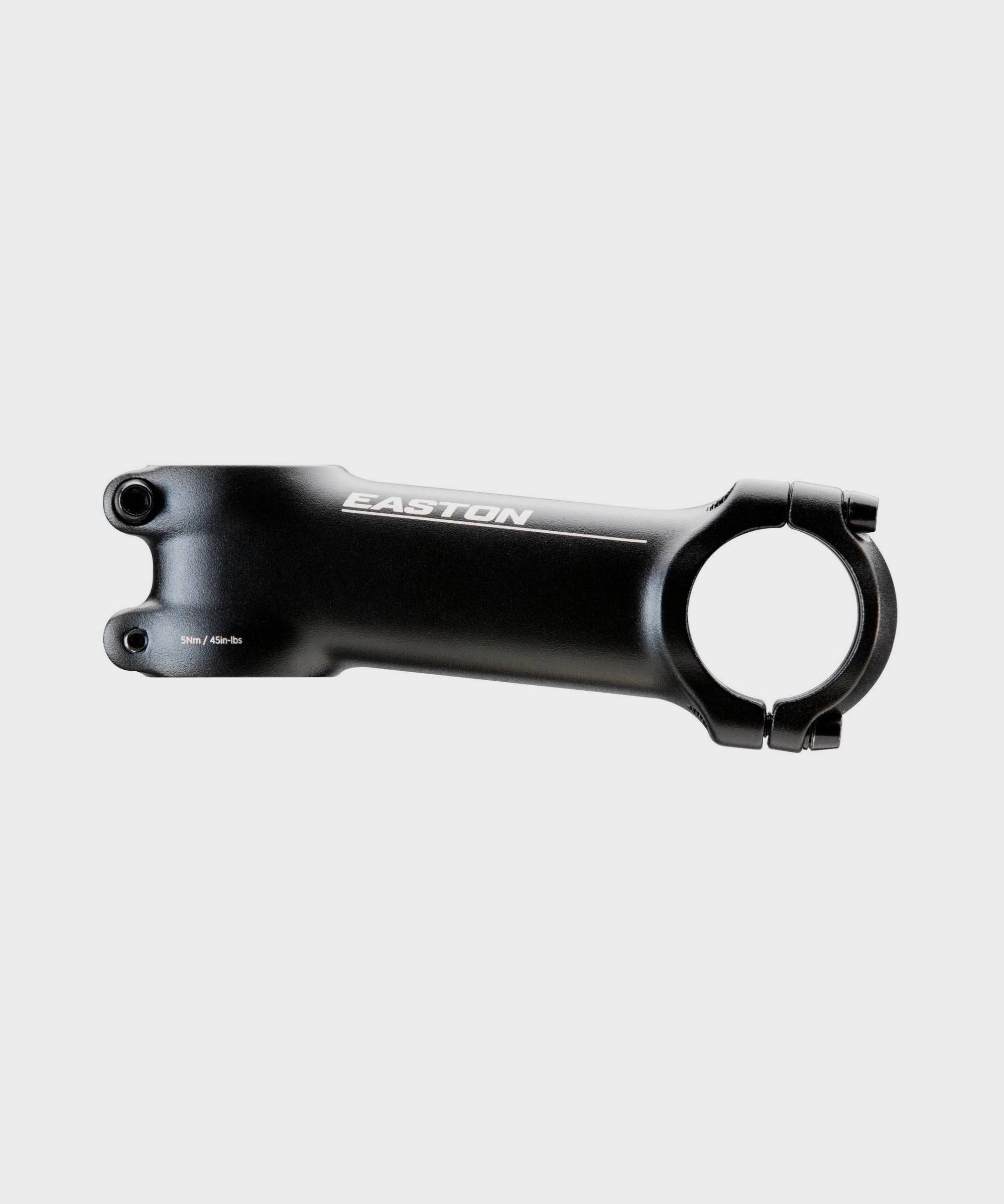 Easton EA50 aluminium bike stem with adjustable rise and 31.8mm clamp diameter, shown mounted on a bicycle handlebar.