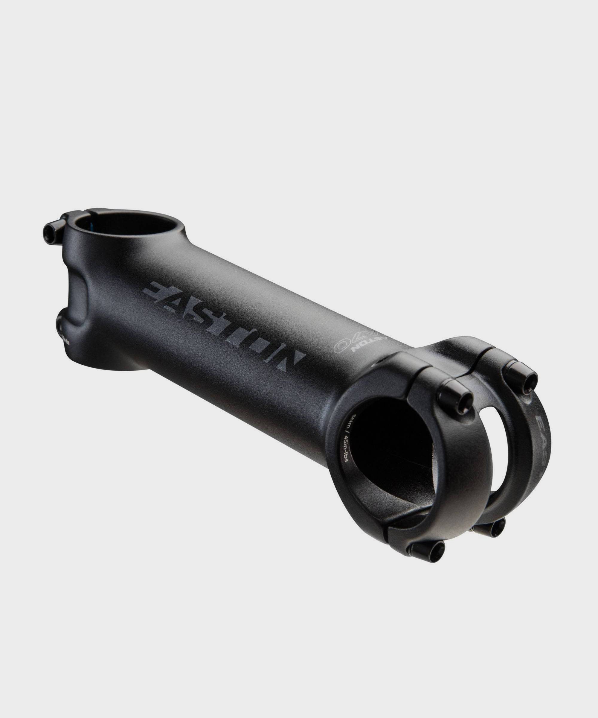 Easton EA70 Alloy bike stem with 31.8mm clamp and 1 1/8" steerer, shown in multiple lengths on a bicycle handlebar.