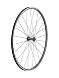 Bontrager Affinity TLR 700C road wheels with tubeless-ready alloy rims, Shimano compatible, shown from side view.