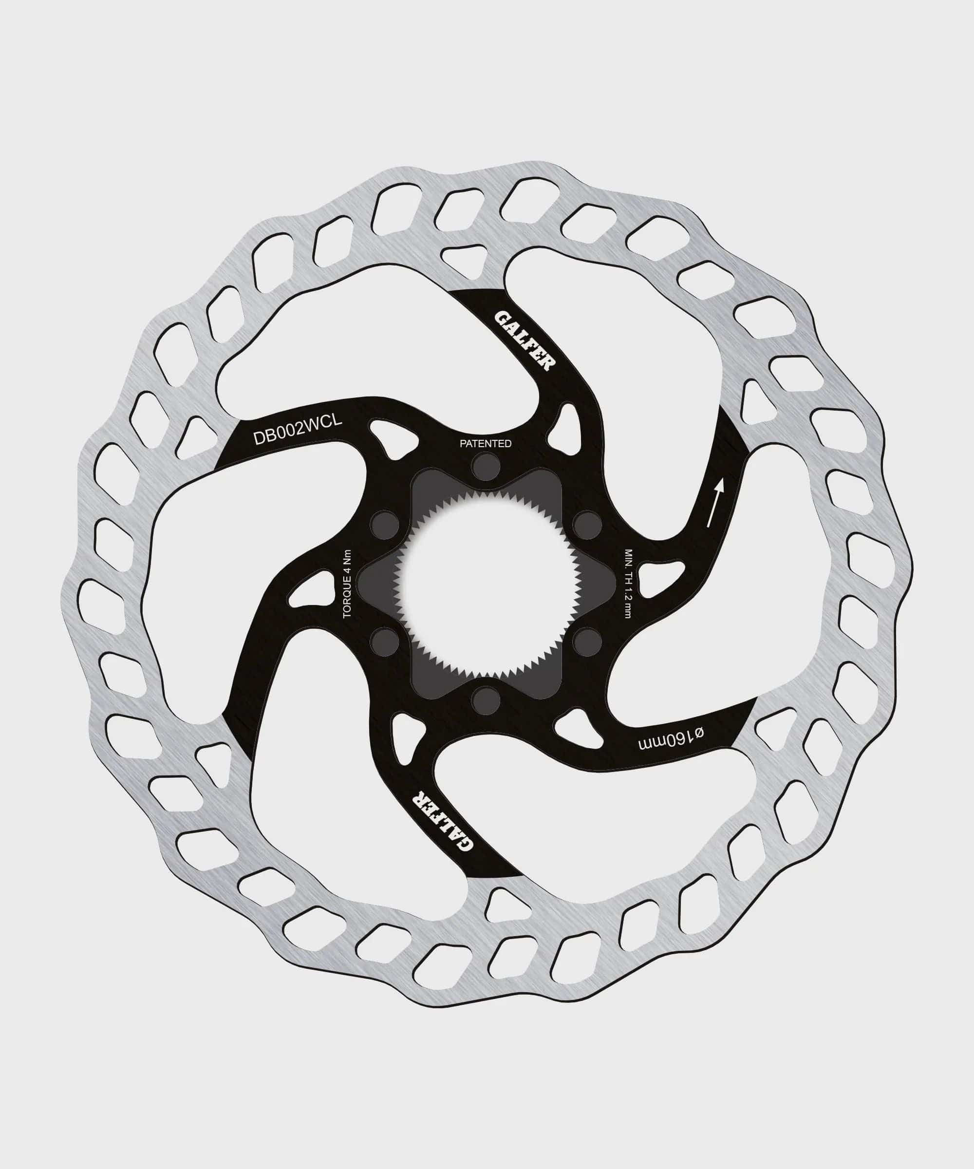 Galfer Wave 6-bolt MTB disc brake rotor showing the high-performance stainless steel design with six bolt mounting holes.