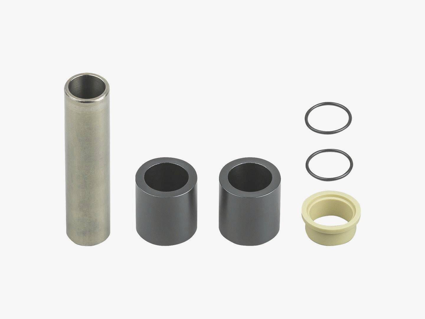 Black Fox rear shock mounting hardware kit for Trek suspension, 54 x 10 mm components for upgrade and repair.