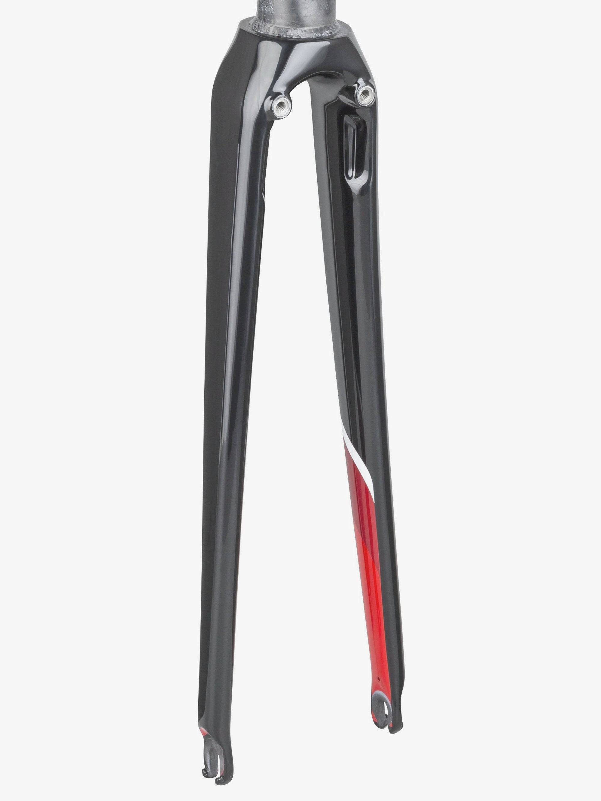 Trek 2018 Emonda SLR 9 rim brake replacement fork in black and Viper Red, bike components for lightweight road racing.