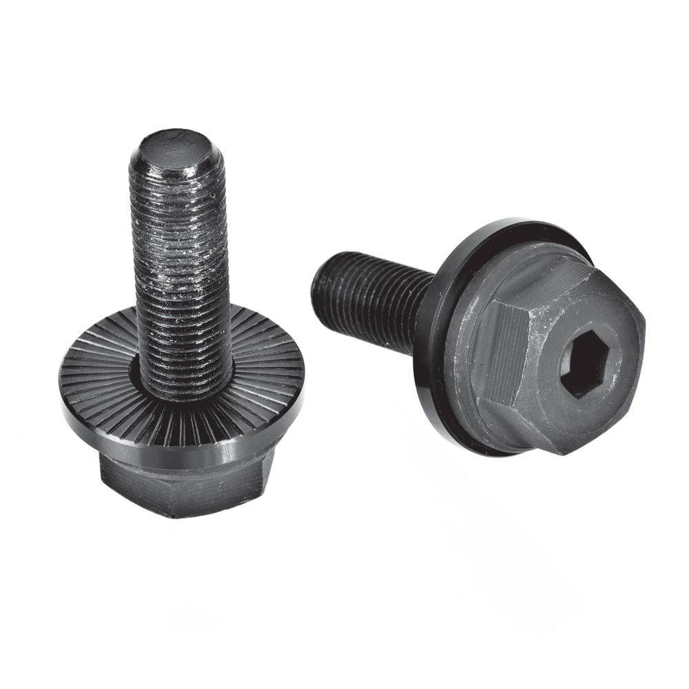 Halo MXR BMX hub axle bolts with Cro-Moly washers, shown in close-up, used as replacement components for BMX hubs.