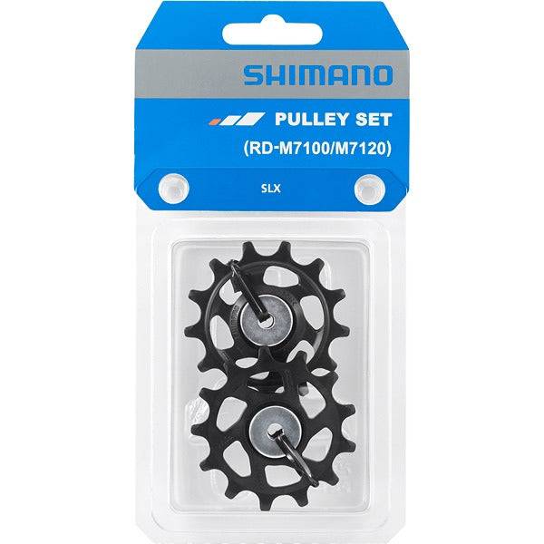 Shimano SLX RD-M7100 tension and guide pulley set for mountain bike rear derailleurs, components for smooth gear shifting.