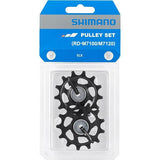 Shimano SLX RD-M7100 tension and guide pulley set for mountain bike rear derailleurs, components for smooth gear shifting.