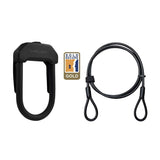 Hiplok DXP bike D-lock with 2m cable in black and gold, Sold Secure rated, durable bike security accessory