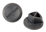 Bontrager IsoZone black handlebar plugs for vibration reduction and enhanced cycling comfort on bike components.