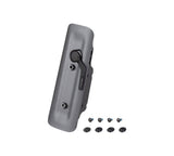 Trek Fuel EX black downtube storage door assembly for carbon frame protection, component part for mountain bike frame.