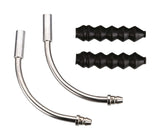 BBB BCB-91 VeePipe V-brake noodles with rubber covers for bike brake components, shown in close-up with packaging details.