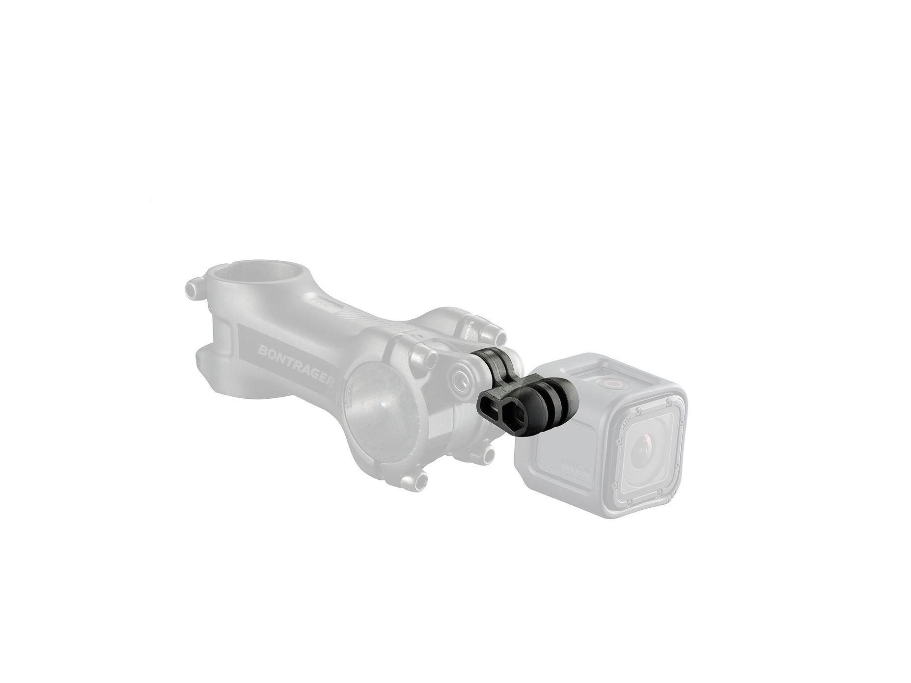 Black Bontrager Blendr GoPro Mount for secure bike camera attachment on Blendr stems. Durable bike component accessory.