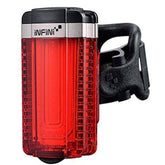 Infini Tron Super Bright Micro USB rear bike light with red lens, QR bracket, and durable accessory design for visibility.