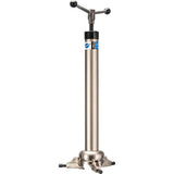 Park Tool CRP-2 adjustable crown race puller for bicycle headset removal, shown in a workshop setting with tools.