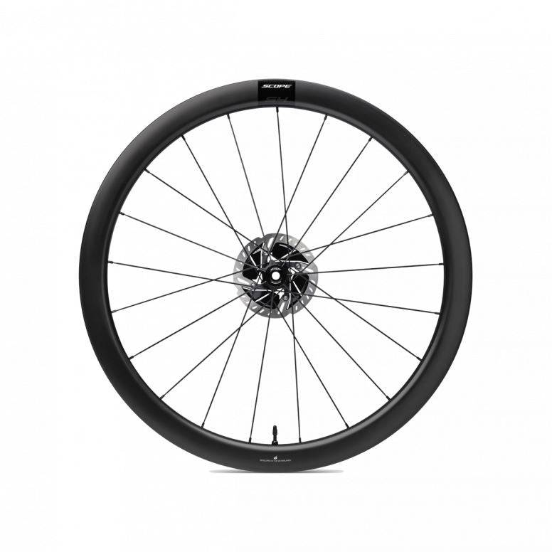 Scope Cycling S4 Disc Carbon Road Wheelset, hand-built performance cycling wheels with aerodynamic disc rims and lightweight carbon construction.