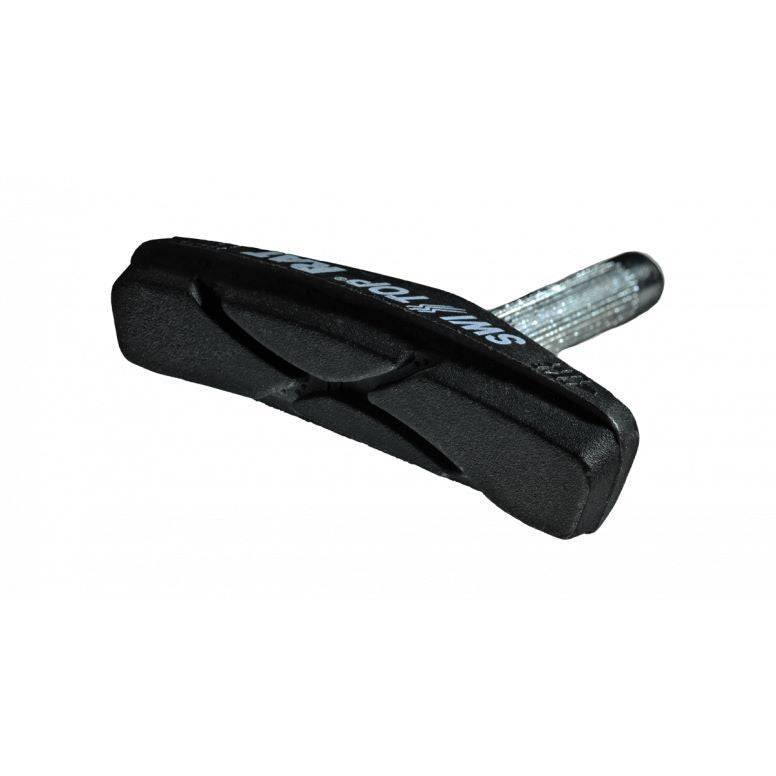 Pair of SwissStop Rat Full Black Original Black cantilever brake pads for bicycle braking components.
