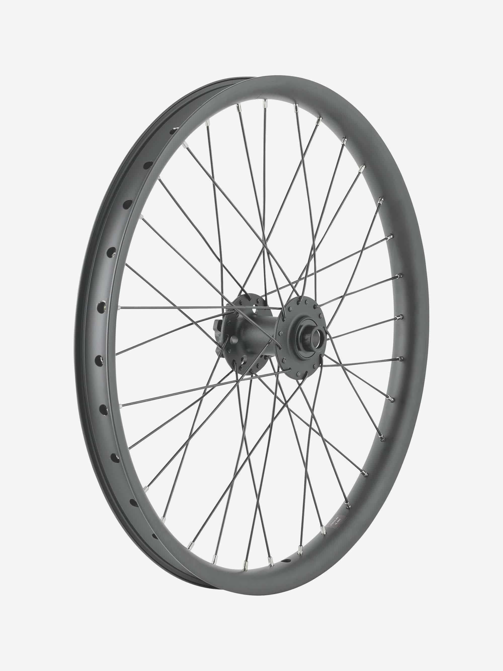 Trek 20-inch cargo bike wheel with 6-bolt disc brake mount, 32-hole durable alloy rim for mountain biking components
