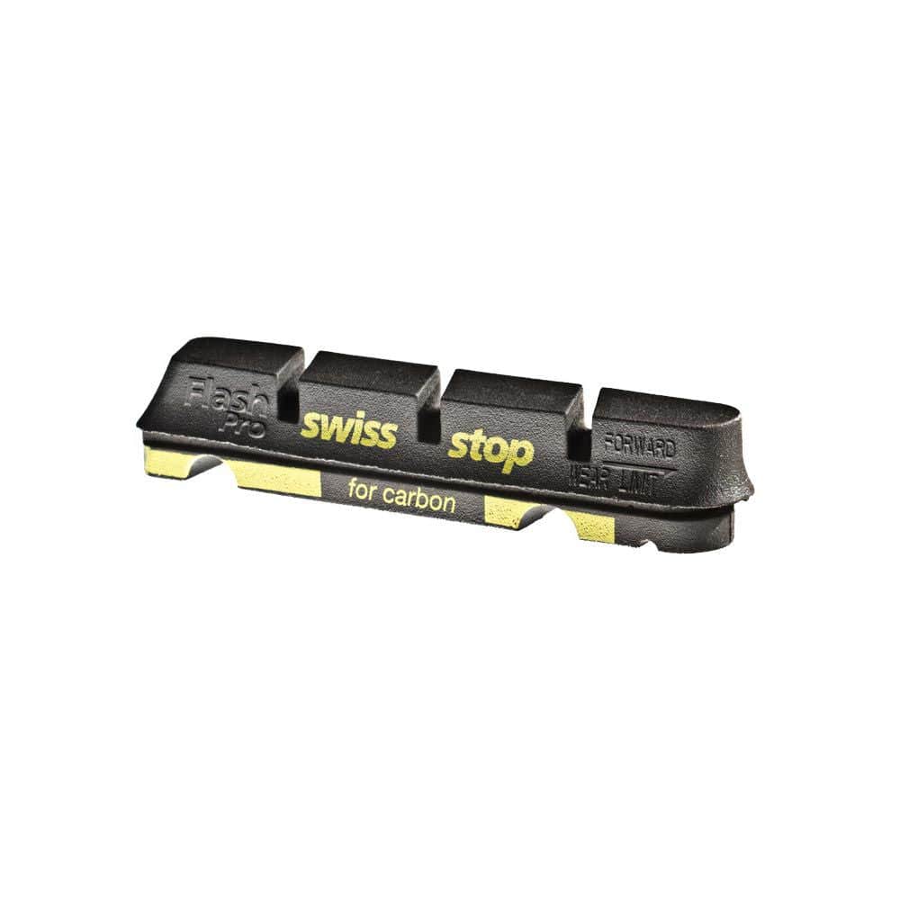 SwissStop Black Prince brake pads inserts for Halo Carbaura RC carbon wheels, showing close-up of the brake pad components.