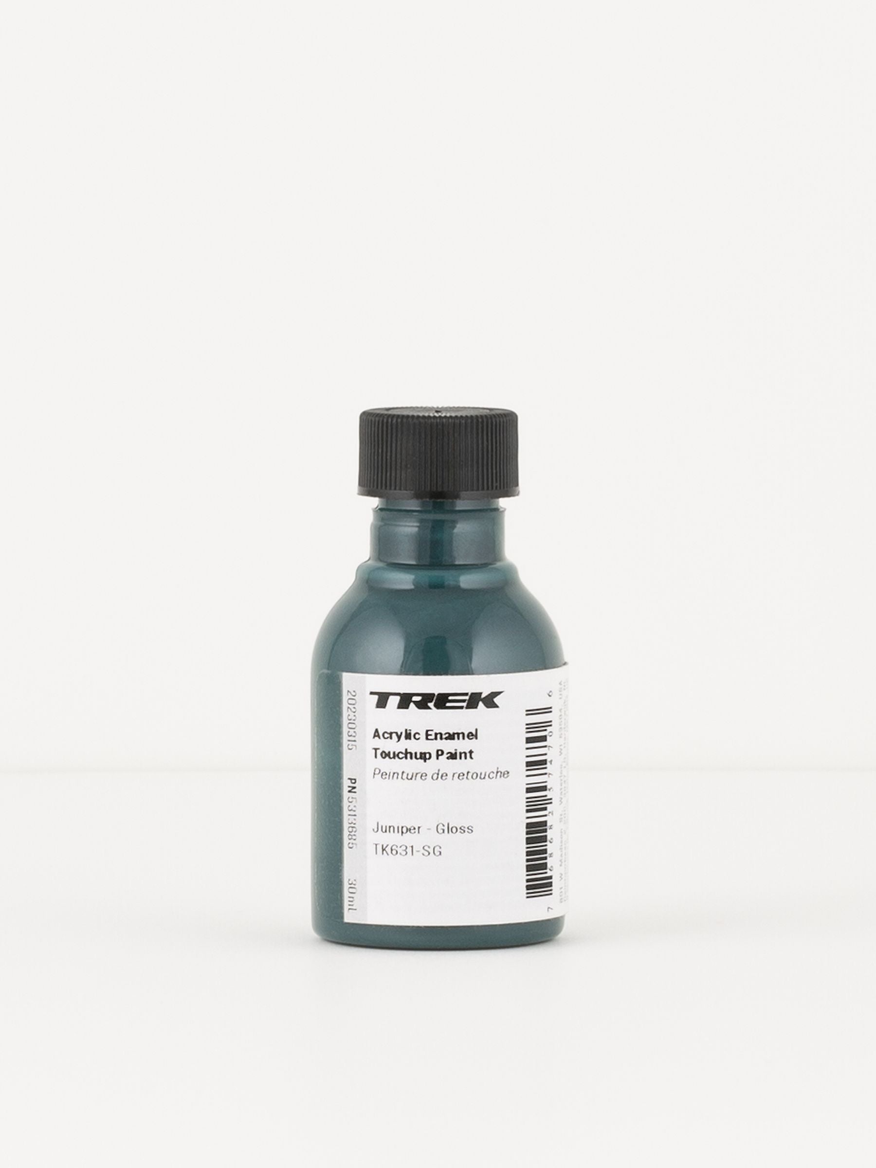 Trek Diamant gloss blue-green Juniper touch-up paint for bike frame repair, showing a small paint container with color swatch.