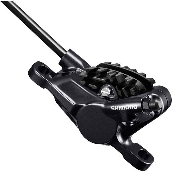 Shimano BR-RS785 hydraulic disc brake calipers for road bike front and rear, post mount, mounted on a bicycle.